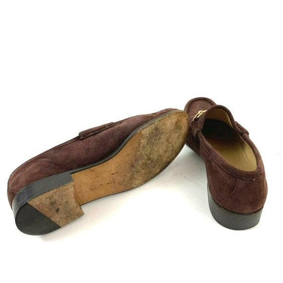 Gucci Mens Loafers Shoes Brown Leather Slip-On Moc 7.5 B